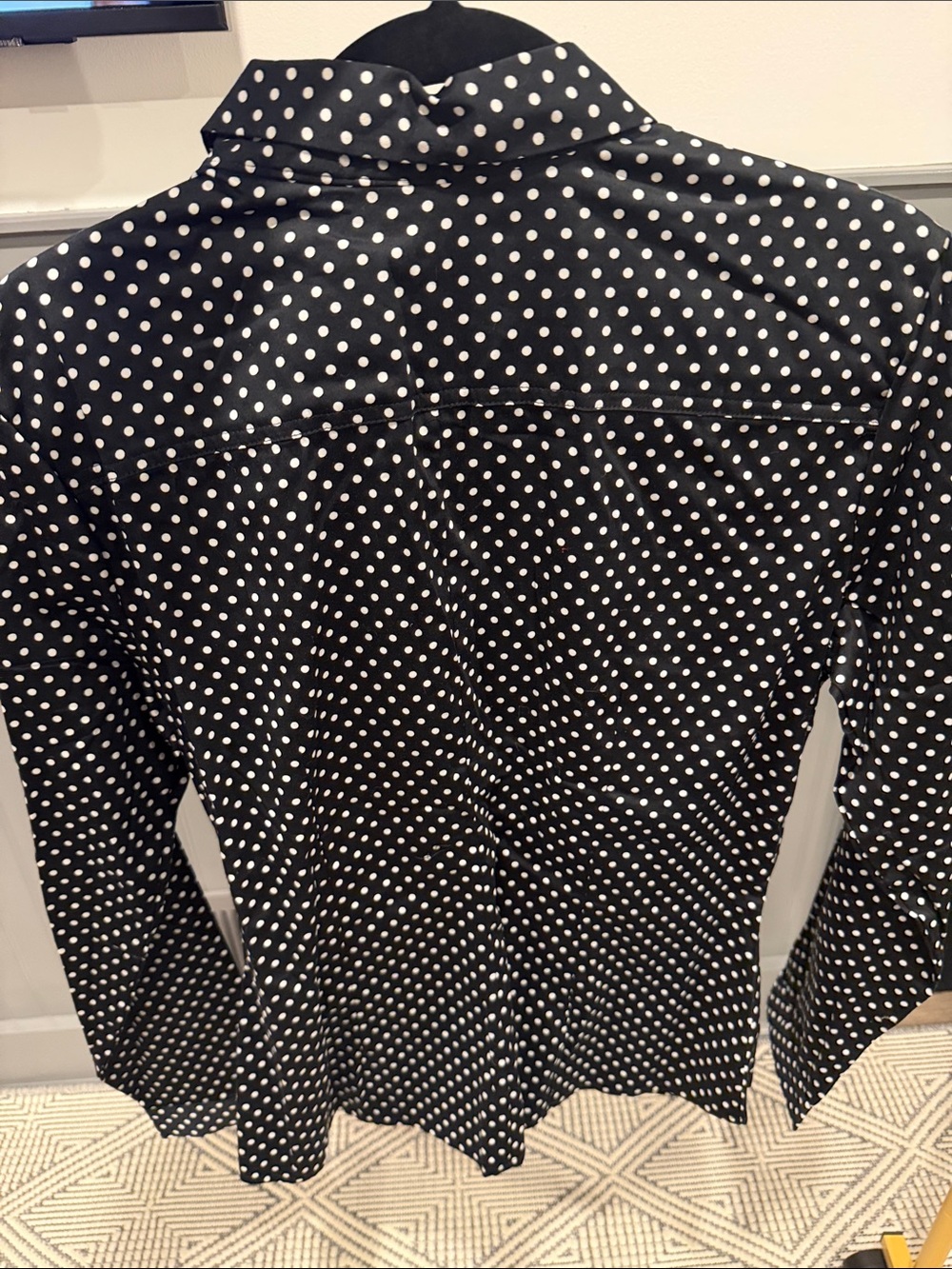 Black and White Polka Dot Button-Front Shirt - Picture 2 of 2